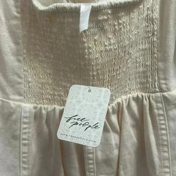 NWT FREE PEOPLE CHEYENNE DENIM MINI DRESS IN IVORY - Picture 10 of 11